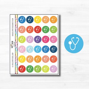 Autocollants de planificateur de stéthoscope multicolore pour tout planificateur, Erin Condren, Happy Planner, TN, Rendez-vous chez le médecin, Médical, Infirmière, Quick Ship