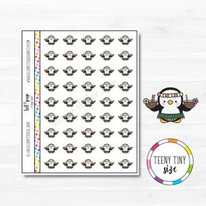 Autocollants de planificateur de personnage de fête Teeny Tiny Penguin Luau pour n'importe quel agenda, Erin Condren, Happy Planner, Hobonichi, boissons, mat ou brillant