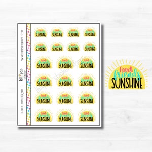 Food Friends Sunshine Text Planner Autocollants pour Any Planner, Erin Condren, Happy Planner, TN, Summer, Lettering, Matte or Glossy