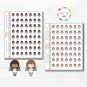 Stickers planificateur de personnage d'entraînement de petite fille pour n'importe quel agenda, Erin Condren, Happy Planner, mat ou brillant