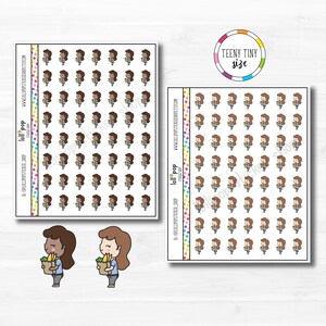 Autocollants de planificateur de caractère pour sac de courses, petite fille pour n'importe quel agenda, Erin Condren, Happy Planner, mat ou brillant