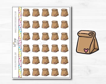 Doodle Lunch Bag Planner Stickers for Any Planner, Erin Condren, Happy Planner TN, Pack Lunch, Meal Prep, Matte or Glossy Quick Ship