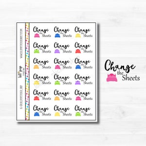 May include: A set of 18 colourful stickers with the text "Change the Sheets" and a bed icon. The stickers are in various colours, including pink, blue, yellow, green, and purple.