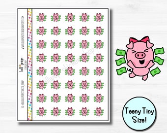 Teeny Tiny Piggy Pay Day Character Planner Stickers for Any Planner, Erin Condren, Happy Planner, Hobonichi, Money,  Matte or Glossy