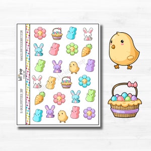 Autocollants Kawaii Easter Planner pour tout planificateur, pad, erin condren, happy planner, TN, mat ou brillant, prêt à être expédié
