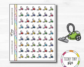 Teeny Tiny Vacuum Planner Stickers for Any Planner, Personal Size, Clean, Cleaning Day, House, TN, Erin Condren, Mambi, Matte or Glossy