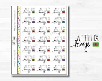 Netflix Binge Text Planner Stickers for Any Planner, Erin Condren, Happy Planner, TN, TV, Binge Watch, Lettering, Matte or Glossy