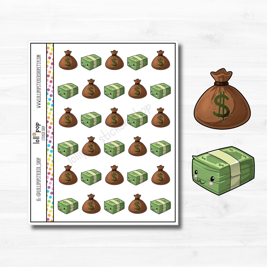 Kawaii Money Planner Stickers for Any Planner, Pay Day, Bank, Money Bag ...