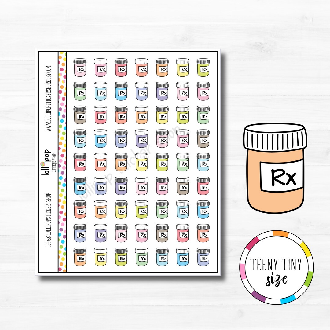 Medication File Sticker Teeny Tiny RX Pill Planner Stickers: Medication Reminder - Etsy
