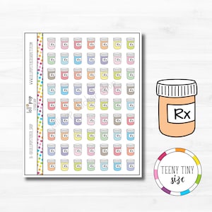 Stickers autocollants Teeny Tiny RX pour tous les agendas, Erin Condren, Happy Planner, TN, pilules, rappel, prendre des médicaments