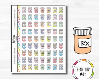 Teeny Tiny RX Prescription Planner Stickers for Any Planner, Erin Condren, Happy Planner, TN, Pills, Reminder, Take Medication