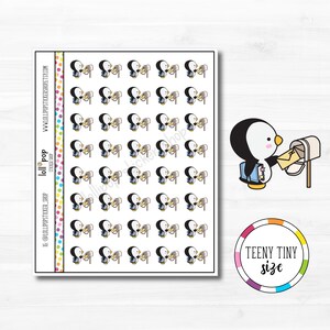 Teeny Tiny Penguin Mailbox Character Planner Stickers for Any Planner, Erin Condren, Happy Planner, Hobonichi, Post Office,  Matte or Glossy