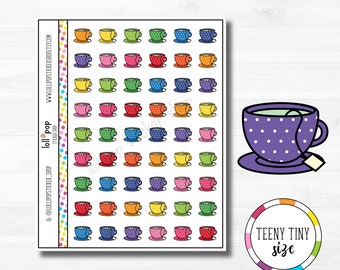 Teeny Tiny Tea Cup Planner Stickers for Any Planner, Erin Condren, Happy Planner, TN, Teacup, Matte or Glossy