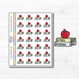 Doodle School Books Planner Autocollants pour Any Planner, Erin Condren, Happy Planner TN, School, Homework, Matte ou Glossy Quick Ship
