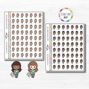 Stickers planificateur personnage petite fille payer factures pour n'importe quel agenda, Erin Condren, Happy Planner, mat ou brillant