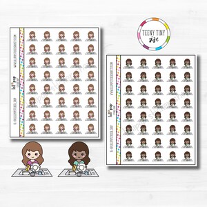 Autocollants de planificateur de personnage pour faire la vaisselle, petite fille, pour n'importe quel agenda, Erin Condren, Happy Planner, mat ou brillant