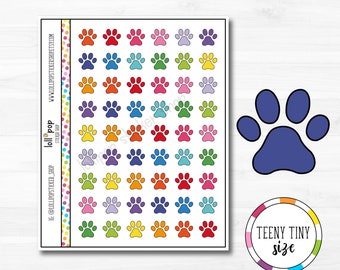 Teeny Tiny Paw Print Planner Stickers for Any Planner, Erin Condren, Happy Planner, TN, Personal, Cat, Dog, Pet, Vet, Matte or Glossy