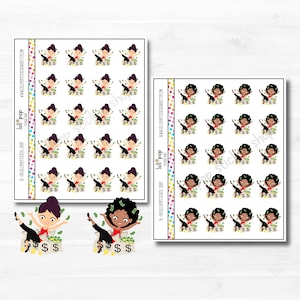 Pay Day Girl Character Planner Stickers for Any Planner, Erin Condren, Happy Planner, Matte, Glossy, Ready to Ship, Bank, Haley or Mia
