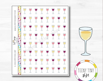 Teeny Tiny Glass of Wine Planner Stickers for Any Planner, Relax, Celebrate, Erin Condren, Happy Planner TN, Matte or Glossy