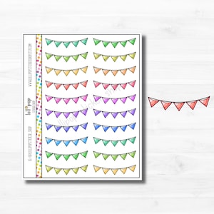 Stickers bannière kawaii pour agenda, Erin Condren, Happy Planner, TN, boîte à l'unité, banderoles, anniversaire, fête, mat ou brillant