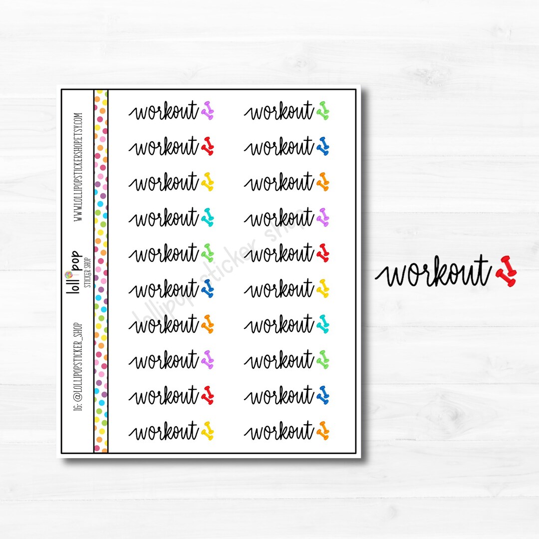 Lettering Weights Workout Planner Stickers: Lettering, Exercise, Weights - Matte or ...