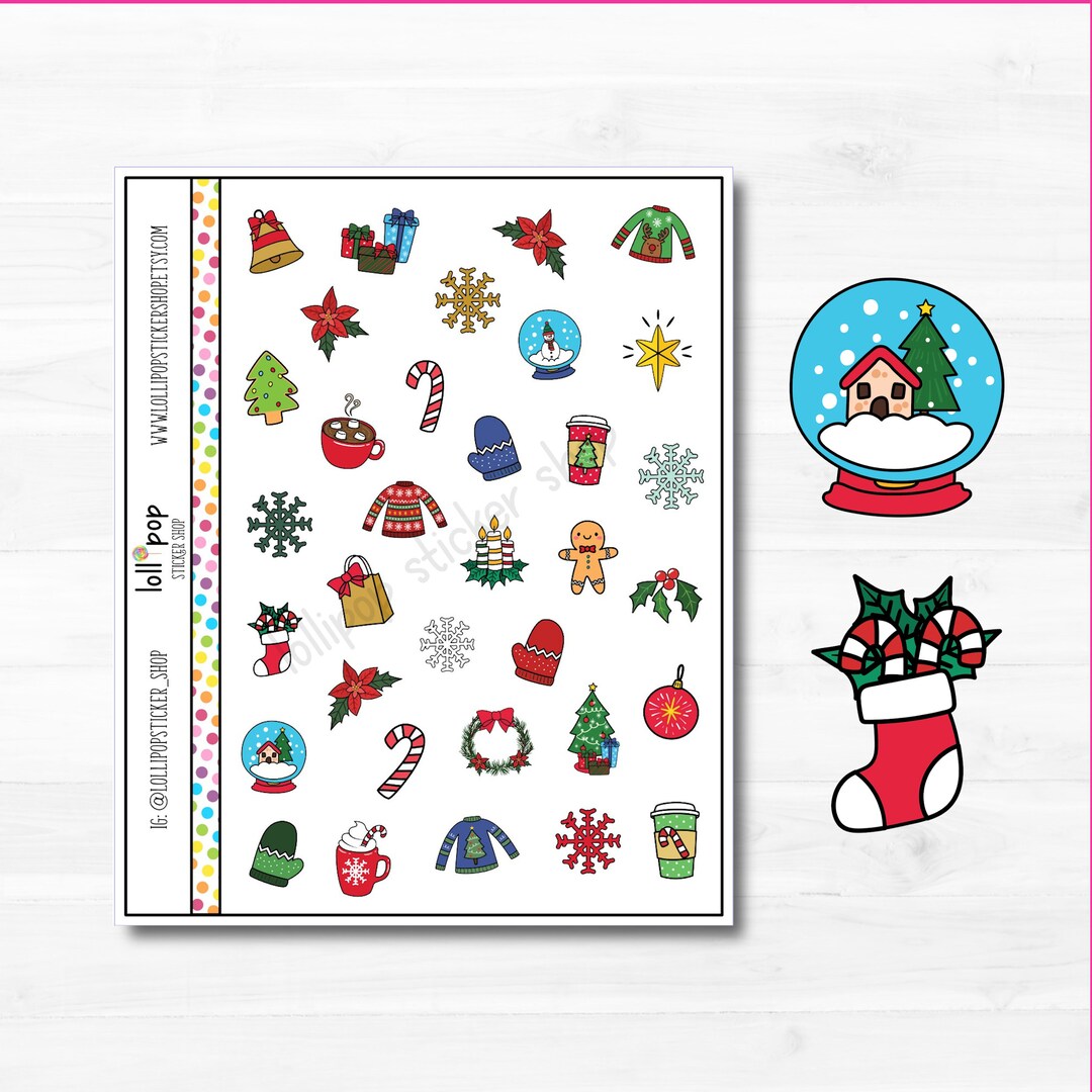 Teeny Tiny Christmas Deco Planner Stickers for Any Planner, TN, Erin ...