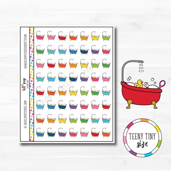 Teeny Tiny Bubble Bath Planner Stickers for Any Planner, Erin Condren, Happy Planner, TN, Personal Size, Relax, Me Time, Kids Baby