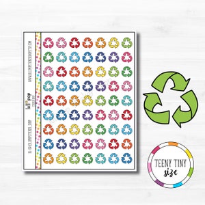 Petits autocollants de planificateur de recyclage pour n'importe quel agenda, Erin Condren, Happy Planner, TN, taille personnelle, poubelle, recyclage, ordures, mat brillant