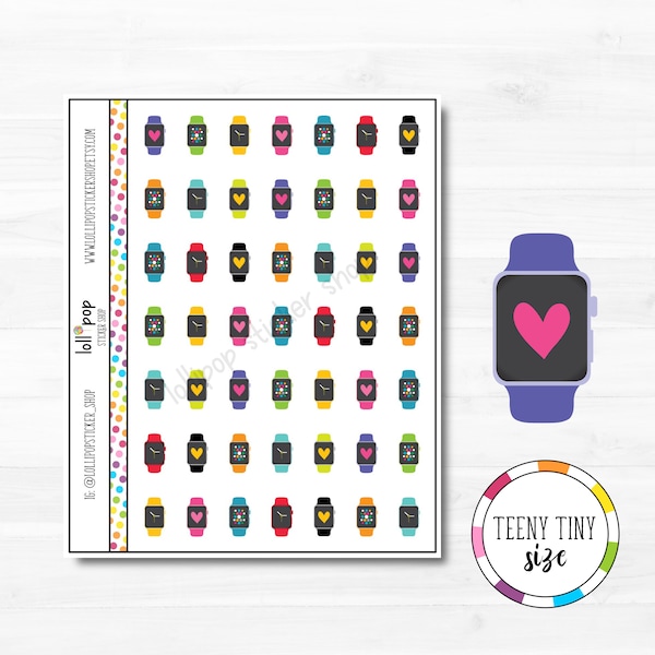 Teeny Tiny Smart Watch Planner Stickers for Any Planner, Erin Condren, Happy Planner, TN, Smartwatch, Tracking, Rings, Apple, Matte Glossy