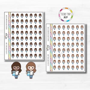 Stickers planificateur personnage petite fille boire de l'eau pour n'importe quel agenda, Erin Condren, Happy Planner, hydrater, mat ou brillant