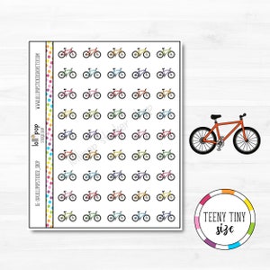 Teeny Tiny Bicycle Planner Stickers for Any Planner, Erin Condren, Happy Planner, TN, Bike, Exercise, Cycling, Spin Class, Matte Glossy