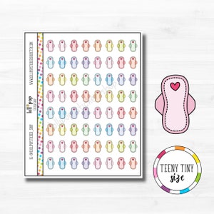Teeny Tiny Maxi Pad Period Reminder Planner Stickers for Any Planner, Erin Condren, Happy Planner, TN, Matte or Glossy