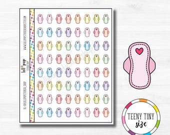 Teeny Tiny Maxi Pad Period Reminder Planner Stickers for Any Planner, Erin Condren, Happy Planner, TN, Matte or Glossy