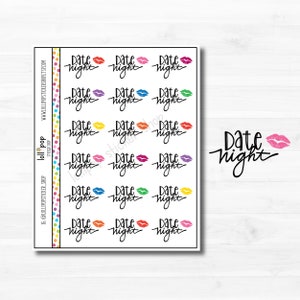 Rendez-vous Night Text Planner Autocollants pour tout planificateur, Erin Condren, Happy Planner, TN, Love, Anniversary, Lettering, Matte ou Glossy