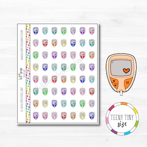 Teeny Tiny Glucose Monitor Planner Stickers: Matte or Glossy