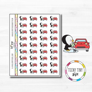 Autocollants de planificateur de personnage de lavage de voiture Teeny Tiny Penguin pour n'importe quel agenda, Erin Condren, Happy Planner, Hobonichi, propre, mat ou brillant