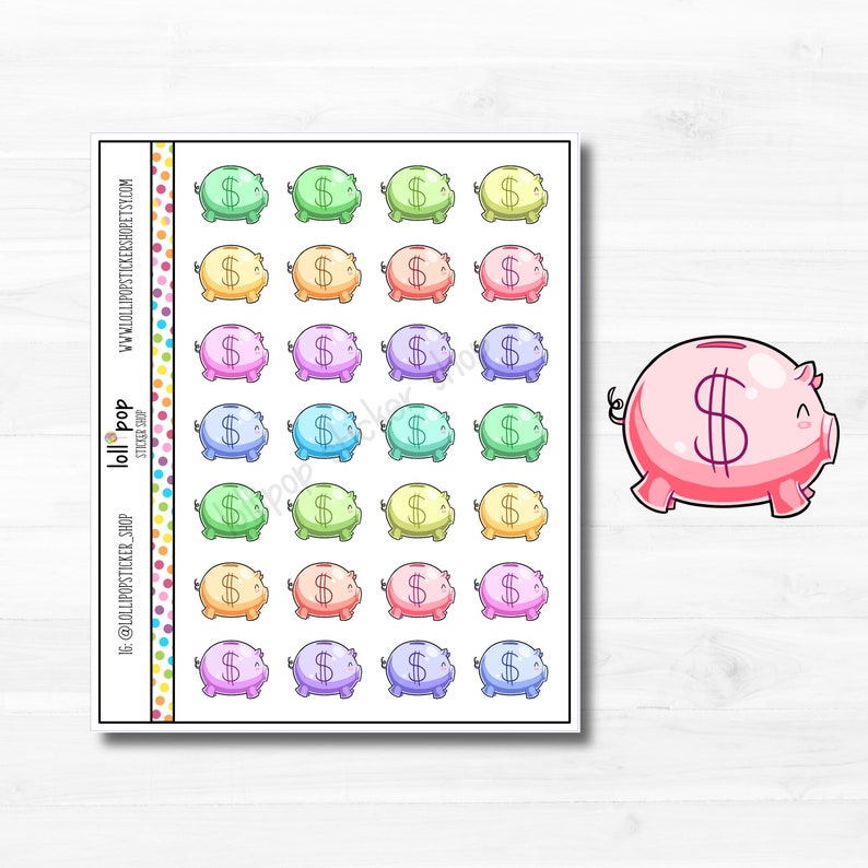 Kawaii Piggy Bank Planner Stickers for Any Planner Erin | Etsy