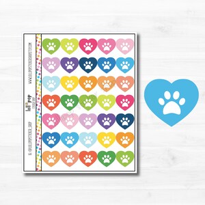 Stickers multicolores en forme de coeur pour tous les agendas, Erin Condren, Happy Planner, TN, vétérinaire, chien, chat, rendez-vous, animal de compagnie, fonctionnel