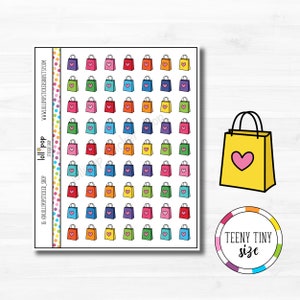 Petits autocollants de planificateur de sac à provisions pour n'importe quel agenda, Erin Condren, Happy Planner, TN, taille personnelle, centre commercial, acheter, mat ou brillant