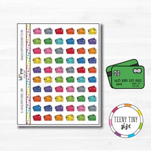 Stickers minuscules de planificateur de carte de débit de carte de crédit pour n'importe quel agenda, Erin Condren, Happy Planner, TN, bancaire, factures, mat ou brillant