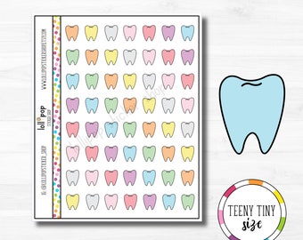 Teeny Tiny Tooth Dentist Appointment Planner Stickers for Any Planner, Erin Condren, Happy Planner, TN, Cleaning, Checkup, Matte or Glossy