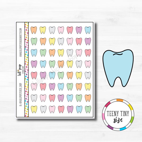 Teeny Tiny Tooth Dentist Appointment Planner Stickers for Any Planner, Erin Condren, Happy Planner, TN, Cleaning, Checkup, Matte or Glossy