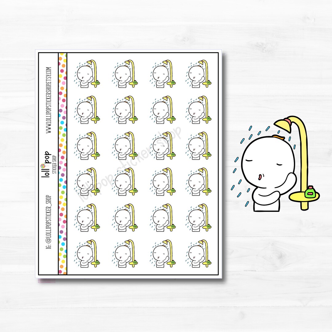 Life of Lulu Scrub a Dub Planner Stickers - Shower Character Stickers ...