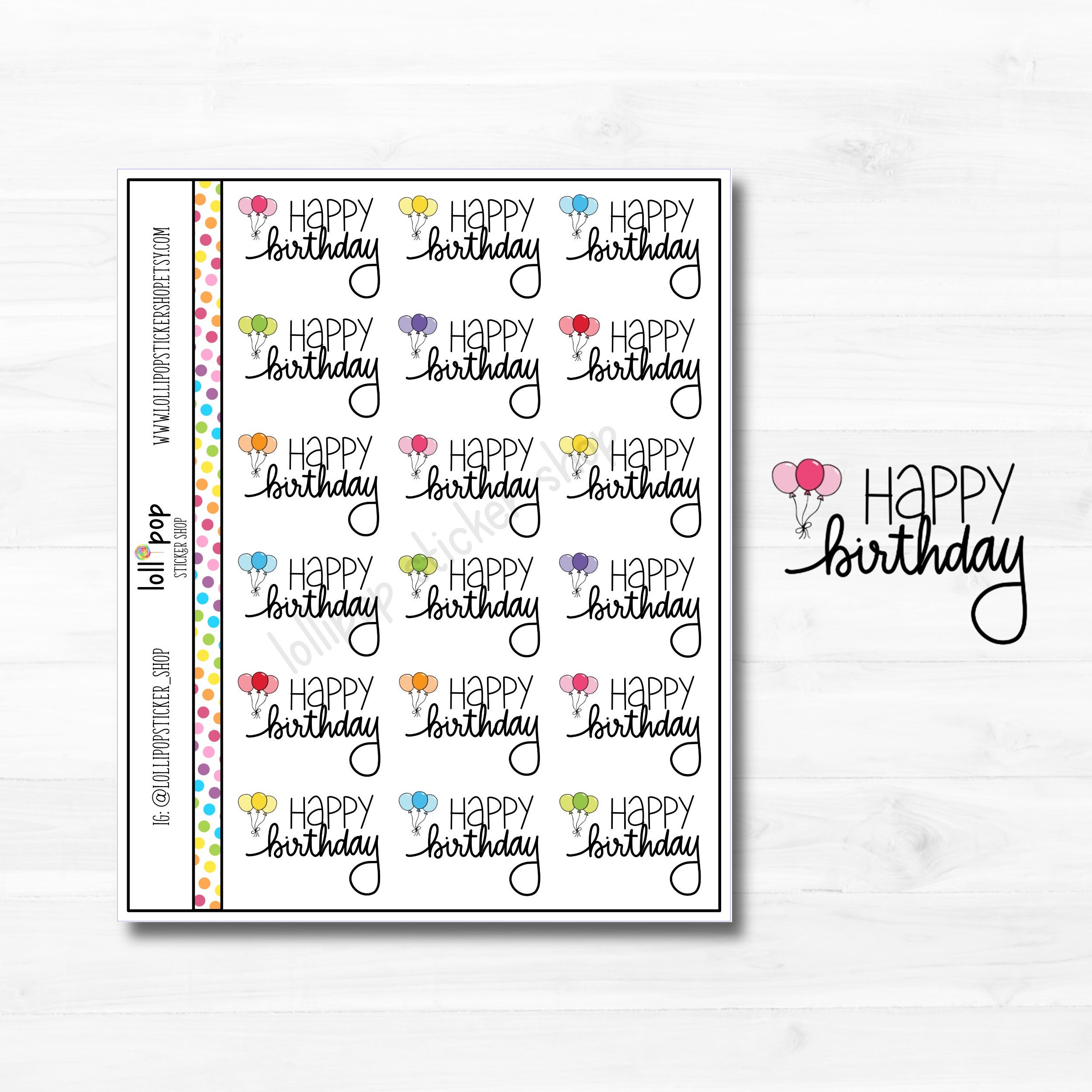 Happy Birthday Text Planner Stickers for Any Planner, Erin Condren, Happy Planner, TN, Bday, B-Day Party, Matte or Glossy