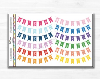 Multi-Color Weekend Banner Functional Planner Stickers for Many Planners or Journals, Erin Condren, Happy Planner Matte Glossy Ready to Ship
