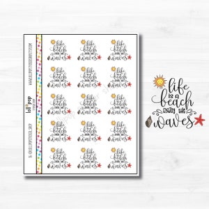 La vie est une plage, profitez des autocollants de planificateur de texte Waves pour tout planificateur, Erin Condren, Happy Planner, TN, été, lettrage, mat ou brillant