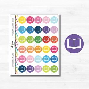 Autocollants de planificateur de cercle de livre multicolore pour tout planificateur, Erin Condren, Happy Planner, TN, étude, lecture, travail, mat ou brillant