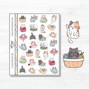 Life of a Cat Character Planner Stickers for Any Planner or Journal, Erin Condren, Happy Planner, Pet, Pets, Cat Love, Matte, Glossy
