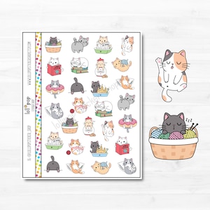 Autocollants de planificateur de personnage La vie d'un chat pour n'importe quel agenda ou journal, Erin Condren, Happy Planner, animal de compagnie, animaux de compagnie, amour de chat, mat, brillant