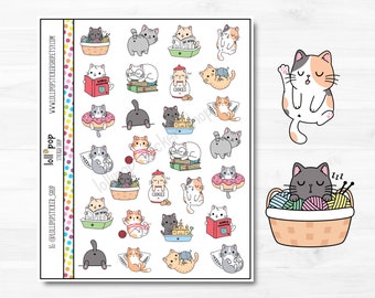 Life of a Cat Character Planner Stickers for Any Planner or Journal, Erin Condren, Happy Planner, Pet, Pets, Cat Love, Matte, Glossy
